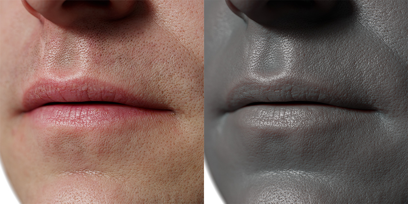 Male head scan skin pore details 